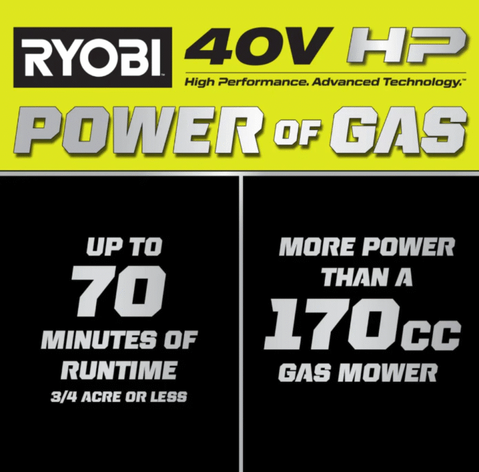 RYOBI 40V HP Brushless Whisper Series 21″ Walk Behind Self-Propelled All Wheel Drive Lawn Mower
