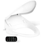 Kohler PureWash E750 Elongated Bidet Seat with Touchscreen Remote Control with Two Programmable User Presets, Continuously Heated Water, Front and Rear Wash Modes, Adjustable Water Temperature and Pressure, Automatically UV Light Self-Cleaning Stainless Steel Wand, Heated Seat, Warm-air Drying System, Carbon Filter, and LED Nightlight Technology White