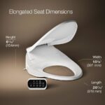 Kohler PureWash E750 Elongated Bidet Seat with Touchscreen Remote Control with Two Programmable User Presets, Continuously Heated Water, Front and Rear Wash Modes, Adjustable Water Temperature and Pressure, Automatically UV Light Self-Cleaning Stainless Steel Wand, Heated Seat, Warm-air Drying System, Carbon Filter, and LED Nightlight Technology White