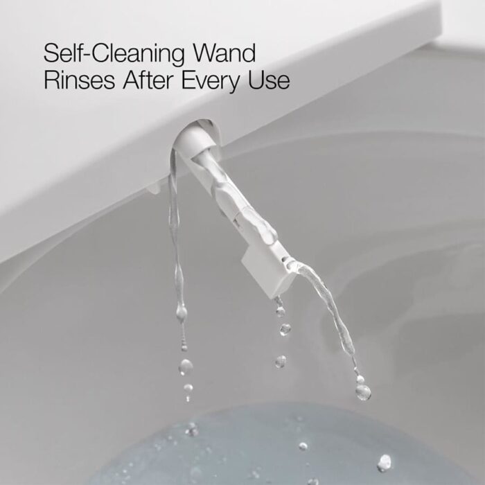 Kohler PureWash E750 Elongated Bidet Seat with Touchscreen Remote Control with Two Programmable User Presets, Continuously Heated Water, Front and Rear Wash Modes, Adjustable Water Temperature and Pressure, Automatically UV Light Self-Cleaning Stainless Steel Wand, Heated Seat, Warm-air Drying System, Carbon Filter, and LED Nightlight Technology White