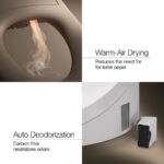 Kohler PureWash E750 Elongated Bidet Seat with Touchscreen Remote Control with Two Programmable User Presets, Continuously Heated Water, Front and Rear Wash Modes, Adjustable Water Temperature and Pressure, Automatically UV Light Self-Cleaning Stainless Steel Wand, Heated Seat, Warm-air Drying System, Carbon Filter, and LED Nightlight Technology White