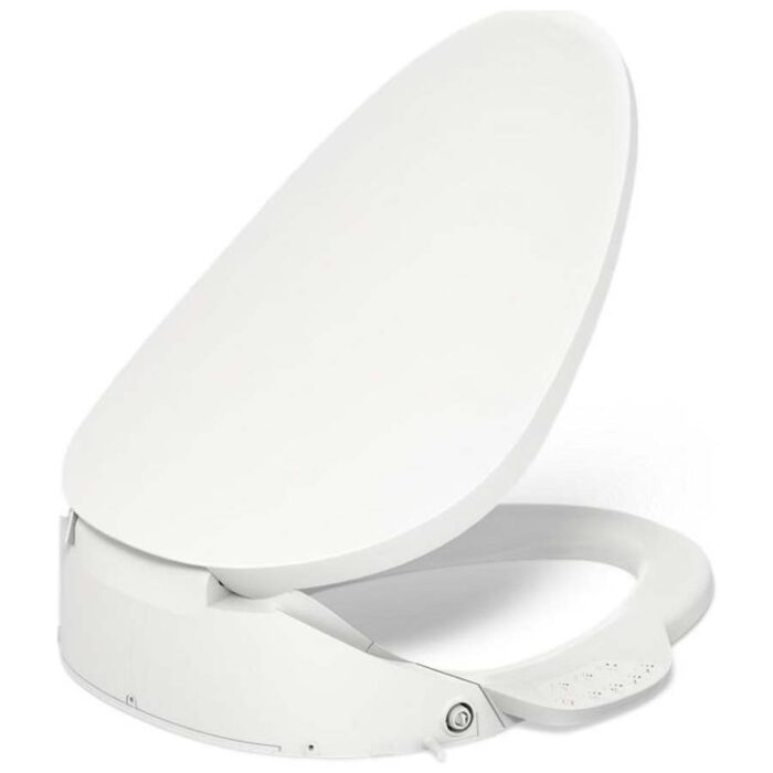 Kohler PureWash E750 Elongated Bidet Seat with Touchscreen Remote Control with Two Programmable User Presets, Continuously Heated Water, Front and Rear Wash Modes, Adjustable Water Temperature and Pressure, Automatically UV Light Self-Cleaning Stainless Steel Wand, Heated Seat, Warm-air Drying System, Carbon Filter, and LED Nightlight Technology White