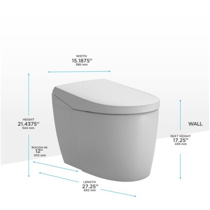 TOTO Neorest AS 0.8 / 1 GPF Dual Flush One Piece Elongated Chair Height Toilet with Integrated Smart Bidet Seat, Auto / Tornado Flush, PREMIST, and EWATER+ Cotton