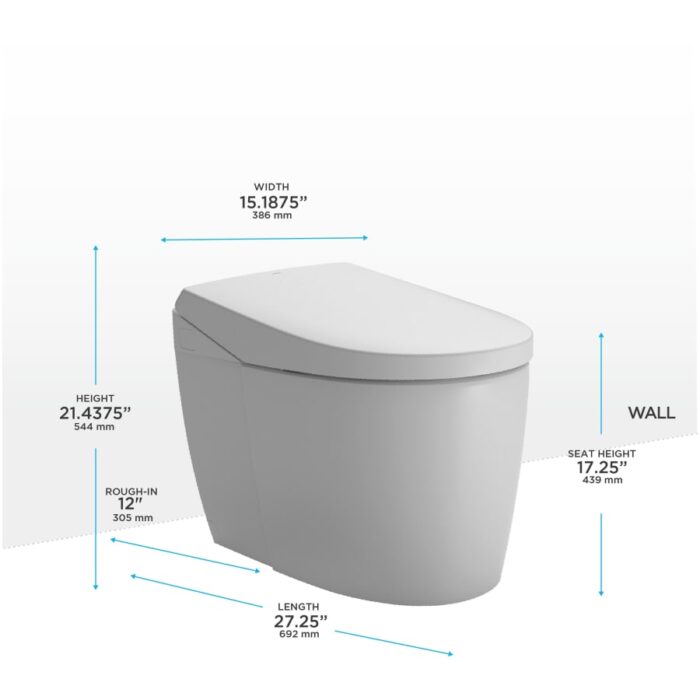 TOTO Neorest AS 0.8 / 1 GPF Dual Flush One Piece Elongated Chair Height Toilet with Integrated Smart Bidet Seat, Auto / Tornado Flush, PREMIST, and EWATER+ Cotton