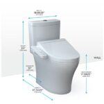 TOTO Aquia IV 0.9 / 1.28 GPF Dual Flush Two Piece Elongated Chair Height Toilet with Push Button Flush - Bidet Seat Included Cotton