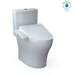 TOTO Aquia IV 0.9 / 1.28 GPF Dual Flush Two Piece Elongated Chair Height Toilet with Push Button Flush - Bidet Seat Included Cotton