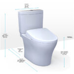 TOTO Aquia IV 0.9 / 1.28 GPF Dual Flush Two Piece Elongated Chair Height Toilet with Washlet+ S7A Auto Open / Flush Bidet Seat and Push Button Flush