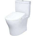TOTO Aquia IV 0.9 / 1.28 GPF Dual Flush Two Piece Elongated Chair Height Toilet with Washlet+ S7A Auto Open / Flush Bidet Seat and Push Button Flush