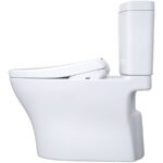 TOTO Aquia IV 0.9 / 1.28 GPF Dual Flush Two Piece Elongated Chair Height Toilet with Washlet+ S7A Auto Open / Flush Bidet Seat and Push Button Flush