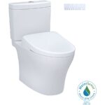 TOTO Aquia IV 0.9 / 1.28 GPF Dual Flush Two Piece Elongated Chair Height Toilet with Washlet+ S7A Auto Open / Flush Bidet Seat and Push Button Flush