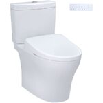 TOTO Aquia IV 0.9 / 1.28 GPF Dual Flush Two Piece Elongated Chair Height Toilet with Washlet+ S7A Auto Open / Flush Bidet Seat and Push Button Flush