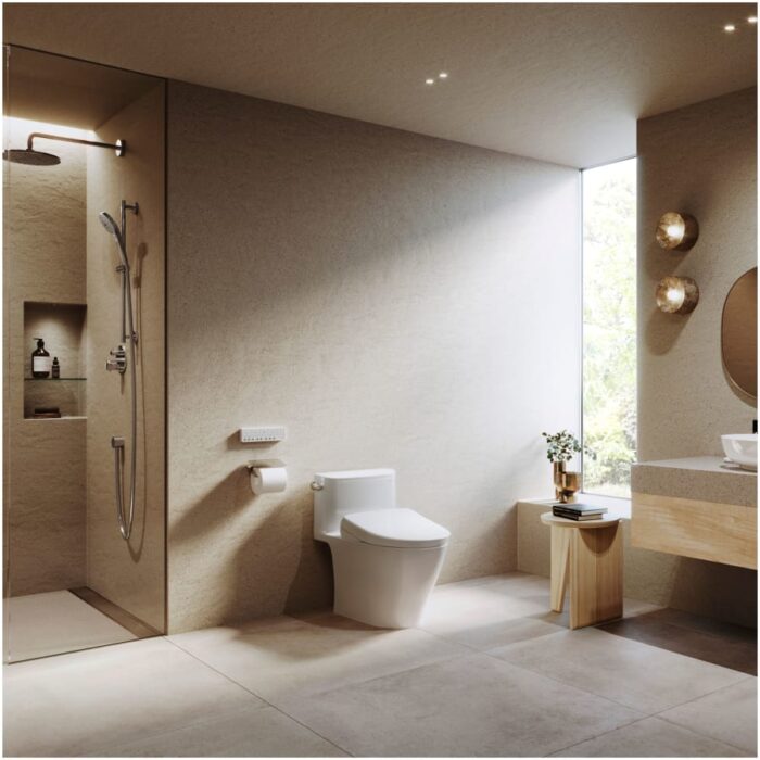 TOTO S7A Washlet Elongated Bidet Toilet Seat with EWATER+ Wand / Bowl Cleaning, Auto Open / Close Contemporary Lid, and Auto Flush Compatible Cotton