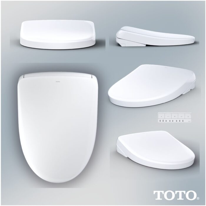 TOTO S7A Washlet Elongated Bidet Toilet Seat with EWATER+ Wand / Bowl Cleaning, Auto Open / Close Contemporary Lid, and Auto Flush Compatible