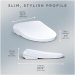 TOTO S7A Washlet Elongated Bidet Toilet Seat with EWATER+ Wand / Bowl Cleaning, Auto Open / Close Contemporary Lid, and Auto Flush Compatible