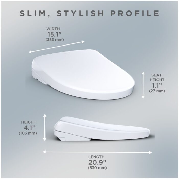 TOTO S7A Washlet Elongated Bidet Toilet Seat with EWATER+ Wand / Bowl Cleaning, Auto Open / Close Contemporary Lid, and Auto Flush Compatible