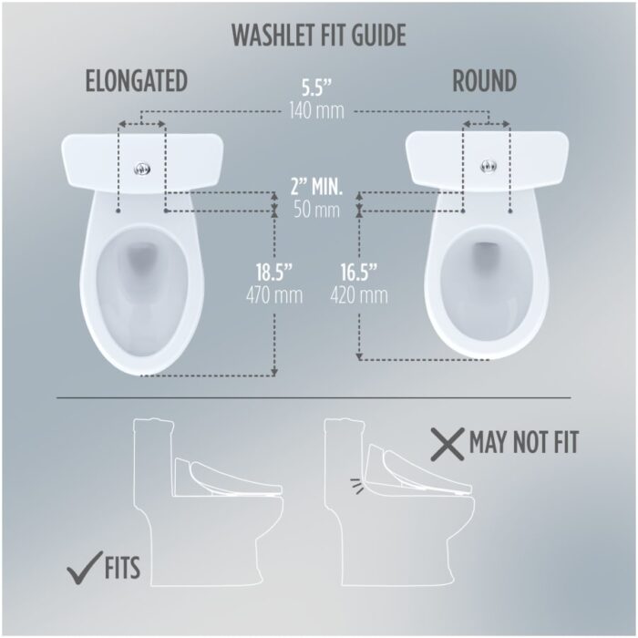 TOTO S7A Washlet Elongated Bidet Toilet Seat with EWATER+ Wand / Bowl Cleaning, Auto Open / Close Contemporary Lid, and Auto Flush Compatible