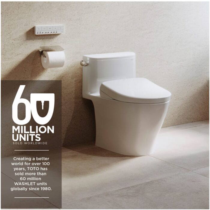 TOTO S7A Washlet Elongated Bidet Toilet Seat with EWATER+ Wand / Bowl Cleaning, Auto Open / Close Contemporary Lid, and Auto Flush Compatible