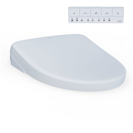 TOTO S7A Washlet Elongated Bidet Toilet Seat with EWATER+ Wand / Bowl Cleaning, Auto Open / Close Contemporary Lid, and Auto Flush Compatible Cotton