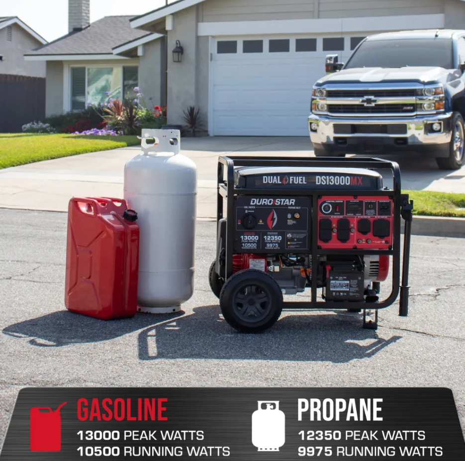 DUROSTAR 13000 WATT PUSH BUTTON START DUAL FUEL PORTABLE GENERATOR